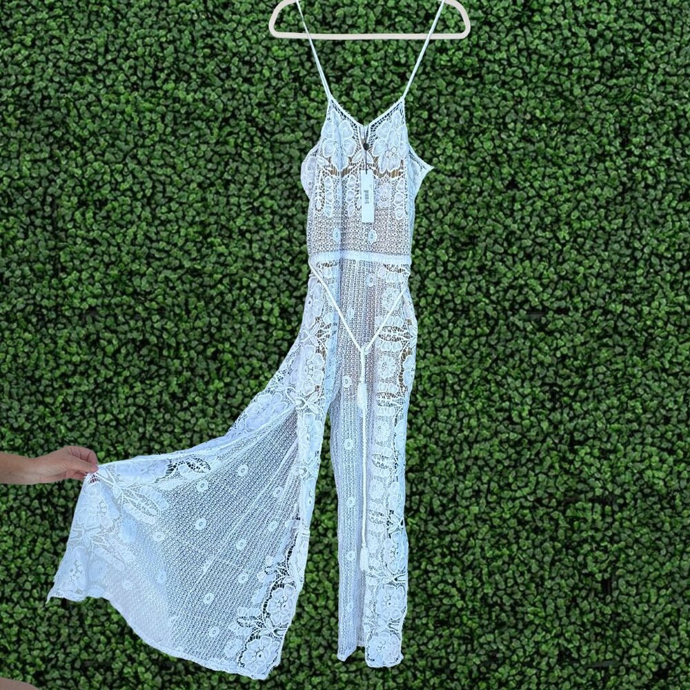 Miguelina | Azalea Hibiscus Lace Jumpsuit | Size L | NWT